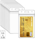 50 Pcs Clear Plastic Vertical Name Badge ID Card Holders