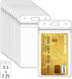 50 Pcs Clear Plastic Vertical Name Badge ID Card Holders