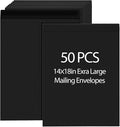 Motipuns 50 Pcs 14'' x 18'' Extra Large Mailing Envelopes 32lb with Gummed Flaps, Catalog Jumbo Craft Envelopes for Mailing, Storage and Organizing Documents Office Supplies(Black)