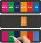 Office Door Signs with 6 Printed Status Options – Do Not Disturb, Out of Office, In a Meeting, Please Knock, Work from Home, Back Soon – Includes Custom Personalized Blank Sticker for Privacy Workspace or Studio Available and Away