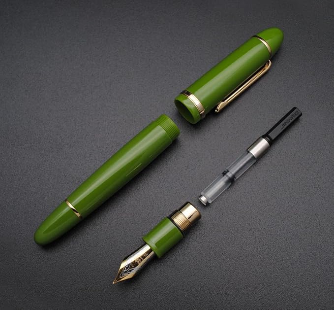 JINHAO X159 Fountain Pen (F Nib 0.5mm, Avocado Green with Gold Clip)