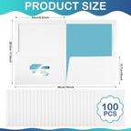 Yeaqee 100 Pack 2 Pockets Glossy Laminated Paper Folder First Day of School Presentation Folder Letter Size Two Pocket File Portfolio Holder Back to School Items Bulk for Teacher Office (White)