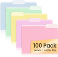 SUNEE File Folders, 100 Pack Manila File Folders 1/3 Cut Letter Size, Colored Folders,Office Organization,Folders for School,Files Paper Home and Classroom,5 Bright Color