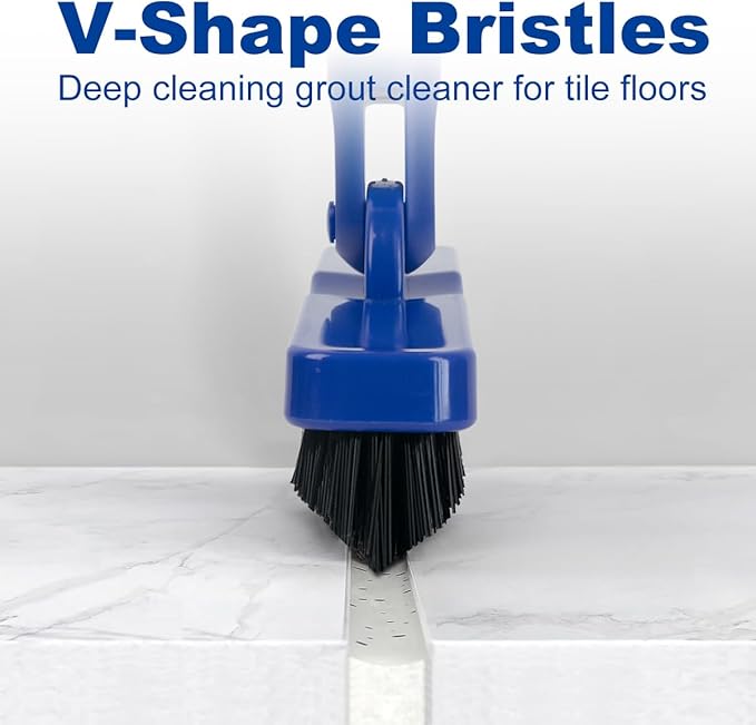 CELOX Grout Brush with Long Handle, Tile Grout Cleaner Brush for Tile Floors, for Shower Tile, for Cleaning Grout, Blue