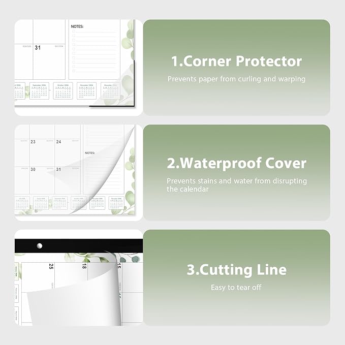 2026 Desk Calendar, Large Desk Calendar 22" x 17" (Jan 2026 - Jun 2027) Monthly Desktop Wall Planner for Family Teacher School Office Supplies, Leaf