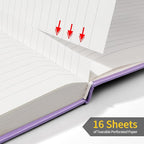 Annecy Lined Journal Notebook, Hardcover Leather Journal for Women & Men, 160 Numbered Pages, Medium 5.5" x 8.25", 100 GSM Thick Paper, Purple