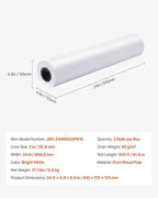 VEVOR Wide Format Paper, 24 in x 300 ft Plotter Roll, 2 Rolls CAD Bond Rolls with 2 in Core, 20 LB Bond Paper Rolls, Ideal for CAD Drawings, Engineering Plans, GIS Maps, and Architectural Designs