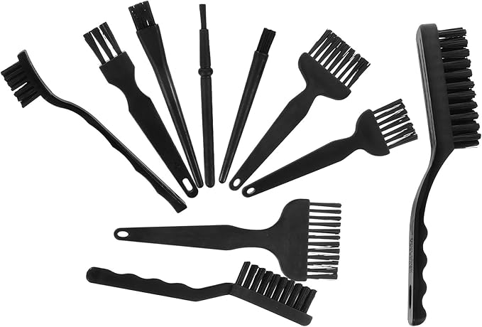 BEBEMOKO 10pcs Antistatic Cleaning Brush Set for Laptop and Electronics, PCB Dust Removal Keyboard Brush Kit with Straight Handle, Static-Free Computer Cleaning Tools for Office and Gamer