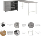 Bush Business Furniture Hustle 72W x 30D Computer Desk and Storage Cabinet with Drawers and Shelves in Platinum Gray, Modular Office Table for Home and Professional Workspace