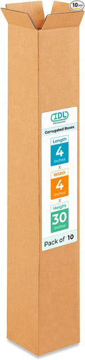 Tall Moving & Shipping Boxes 4x4x30 inches (10-Pack) - Extra Strength 200 lb vs Regular - Corrugated Strong Boxes for Packaging Moving - Box for Shipping, Made in USA - Tall Box by IDL Packaging