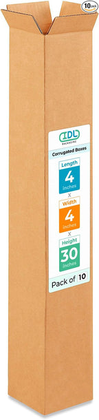 Tall Moving & Shipping Boxes 4x4x30 inches (10-Pack) - Extra Strength 200 lb vs Regular - Corrugated Strong Boxes for Packaging Moving - Box for Shipping, Made in USA - Tall Box by IDL Packaging