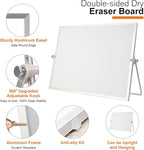 Dry Erase WhiteBoard, Aisuoker 16 x 12inch Magnetic Desktop Whiteboard with Stand, 10 Markers, 10 Magnets and 1 Eraser, Portable Double-Sided White Board for Kids Drawing Memo to Do and List Wall