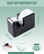 Lichamp 10 Pack Office Desktop Tape Dispenser Includes 10 Rolls of 1 Inch Core Tapes 3/4 in x 1000 in, Red and Black Desk Tape Dispensers Non-Skid Base, Great for School, Office and Home