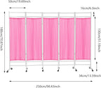 Medical Privacy Screens, Waterproof Nylon Fabric, 98.4 * 70.9 in Foldable Rolling Medical Privacy Screen with Silent Wheels, Suit for Hospitals, Clinics, and Nursing Homes (Pink, 5 Panels)