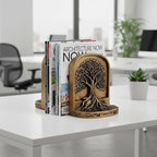 Resin Tree of Life Bookends Set, 2Pcs Decorative Non-Skid Book Ends for Heavy Books, Shelves, Bookcase or Desk - Antique Bronze Color Home Décor Gift, Library and Office Decor