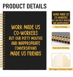 Mhfpl Work Made Us Coworkers But Friends Black Golden Funny Spiral Notebook, Office Gifts for Work Bestie, Swear Notepad, Goodbye Gfts for Coworkers, Farewell Gifts for Coworkers