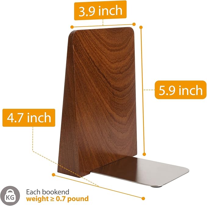 DRELIFAM Wood Handmade Heavy Duty Bookends for Shelves Decorative Book Ends to Hold Books for Office