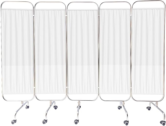 Portable Medical Privacy Screen, Medical Privacy Screen on Wheels, Rolling Medical Room Divider for Hospitals Clinics Bedrooms Beauty Salon (White, 5 Panel)