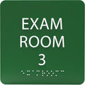 6" X6" Exam Room 3 Sign - ADA Compliant Tactile Graphics Grade 2 Braille Text Acrylic Wall Signs - Educational Institution Directional Assistance Test Center Door Sign for Schools