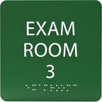 6" X6" Exam Room 3 Sign - ADA Compliant Tactile Graphics Grade 2 Braille Text Acrylic Wall Signs - Educational Institution Directional Assistance Test Center Door Sign for Schools
