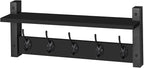 Sorbus Coat Hooks Wall Mount with Shelf – 24 Inch Coat Rack Wall Mount with 5 Heavy Duty Hooks – Floating Wall Shelf with Hooks for Entryway, Bathroom, Bedroom, Kitchen, or Mudroom (Black)