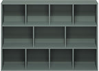 Furinno LUDER Book Shelf, 11-Cube Bookshelf, Reversible Bookcase, 9.4" x 29.1" x 41.7", for Living Room, Bedroom, Home Office, Sage Green