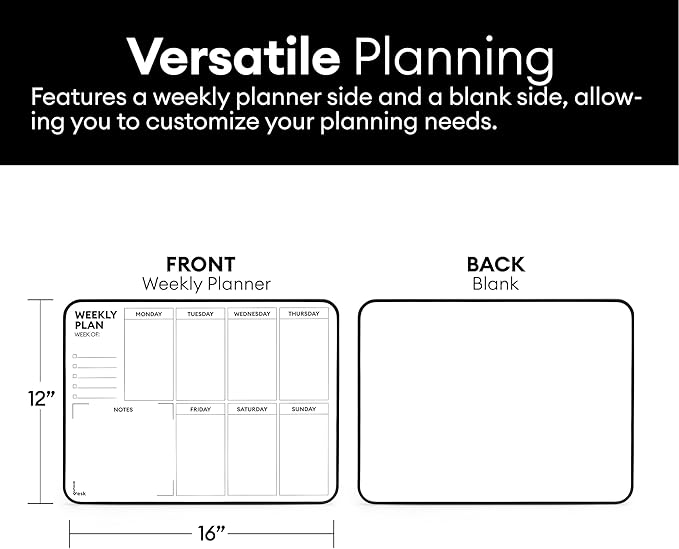 Aroundesk Double Sided Weekly Dry Erase Board with Stand 16"x12", to-do List White Board Calendar Dry Erase, Desktop Whiteboard Calendar, Schedule Board, Message Board, Menu Board for Home Office