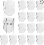 Quilax 16Pack Cubicle Clips for Fabric Walls, Square Cubicle Hooks, Bulletin Board Clip, Cubicles Accessories for Notes Photos Documents(White)