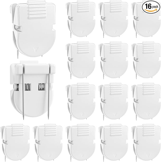 Quilax 16Pack Cubicle Clips for Fabric Walls, Square Cubicle Hooks, Bulletin Board Clip, Cubicles Accessories for Notes Photos Documents(White)