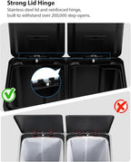 Lovewind Kitchen Trash Can, 2 x 8 Gallon (2 x 30 L) Stainless Steel Trash and Recycle Bin Combo with Soft-Close Lid, Dual Compartment Recycling Kitchen Step Trash Bin, Black