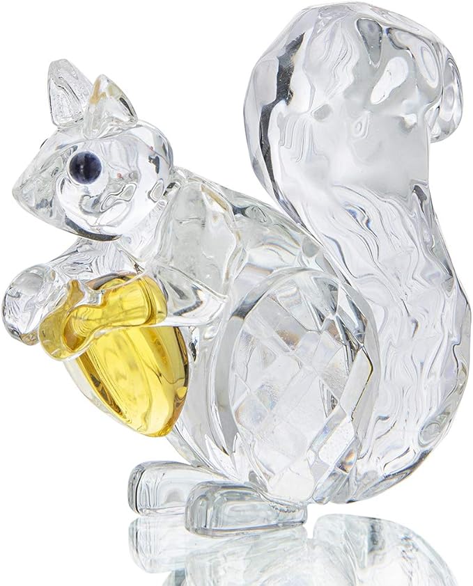 H&D HYALINE & DORA Crystal Animals Squirrel Collectible Figurine Paperweight Table Centerpiece Ornament