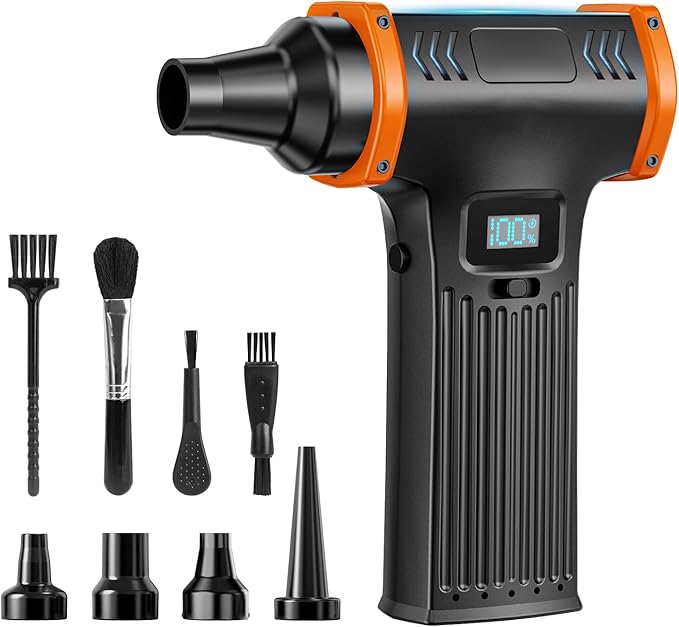 CAPNEW 150000RPM Electric Air Duster: Continuously Variable Speed Powerful Air Blower for Computers PC Cleaning - 8000mAh Portable Turbo Fan for Home Car Office - College Back to School Gifts