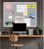 BIBOC 24 x 18 inches Felt Bulletin Board, Felt Board, Pin Board, Notice Board, Memo Board for Homes or Offices, Silver Aluminum
