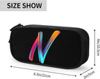 Pazacon Cute Initial Pencil Case for Kids Students, Large Capacity Pencil Pouch for Boys Girls, Letter Design Pencil Box Pen Bag Office Stationery Organizer, Rainbow Letter N