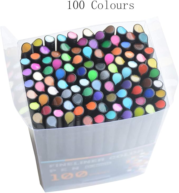 Yansanido 100 Pcs 100 Colors Fine Point Line Drawing Pens, 0.4mm of Pen Point for Painting, School and Office Supplies (100 colors)