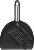 NACENA Mini Broom and Dustpan Set, Small Dust Pan and Brush Set with Handle Dustpan Teeth for Cleaning Hair Suitable for Office Desks Drawers Sofas Outdoor Camping, Black