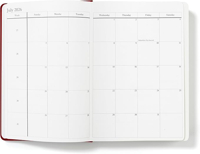 Wykeham's Executive 2026 Daily Journal Planner – US Public Holidays & Format – Customization Available (Personalized Crimson, 8.5"×5.5")