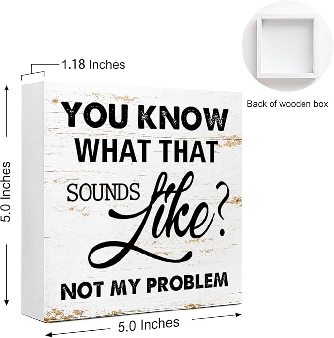 WUZYOU Workplace Wooden Block Sign Not My Problem Quote 5x5x1 INCH Sign, Office Humor Decor, Funny Desk Gift