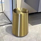 YOJIA 2.6Gal/10 L Gold Brushed Stainless Steel Trash Can with Swing Cover, Bathroom Trash Can with Lid, Garbage Can for Bathroom, Bedroom, Office, Hotel, Rest Room, RV (Gold)