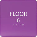 ADA CENTRAL SIGNS - 6" X6" Floor 6 Sign - ADA Compliant Tactile Graphics Grade 2 Braille Text Acrylic Wall Signs - Directional Assistance, Floor Number Safety Sign for Office, school Hospital, Apartment