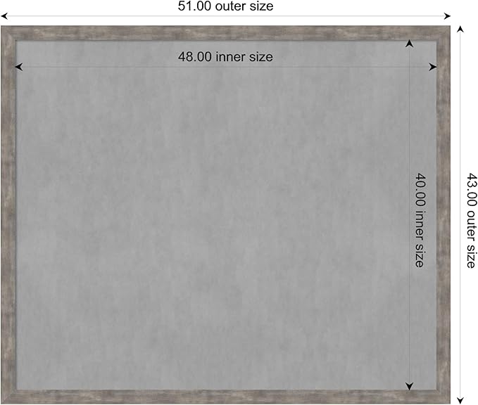 Amanti Art Silver Framed Magnetic Board 43x51 Oversize Vision Board for use with Magnets, 100% Metal Sheet to Display Items as Office Decor or for Home Organization in mudroom, Kitchen or Kids Room