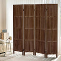 ALeesing 4 Panel Room Divider, 5.6Ft Wood Room Dividers and Folding Privacy Screens, Room Divider Wall Freestanding Room Partitions, Room Dividers Screen for Home Office Bedroom, Dark Brown