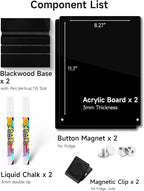 Kivsty 2 PCS Desktop Black Dry Erase Board with Stand - 12” x 8” Small Acrylic Black Board with Marker and Magnetic Clip, Reusable Desk Notepad, to-Do List, Menu Board Signs for Bar, Office, Home