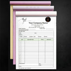Custom Carbonless Sales Invoice Form Books for Small Business, Personalized NCR 3-Part Receipt Book with Carbon Copies, Cover Add Company Name, Address and Number Printed