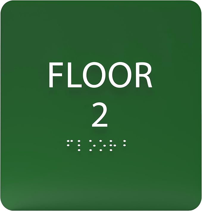 ADA CENTRAL SIGNS - 6" X6" Floor 2 Sign - ADA Compliant Tactile Graphics Grade 2 Braille Text Acrylic Wall Signs - Directional Assistance, Floor Number Safety Sign for Office, school Hospital, Apartment