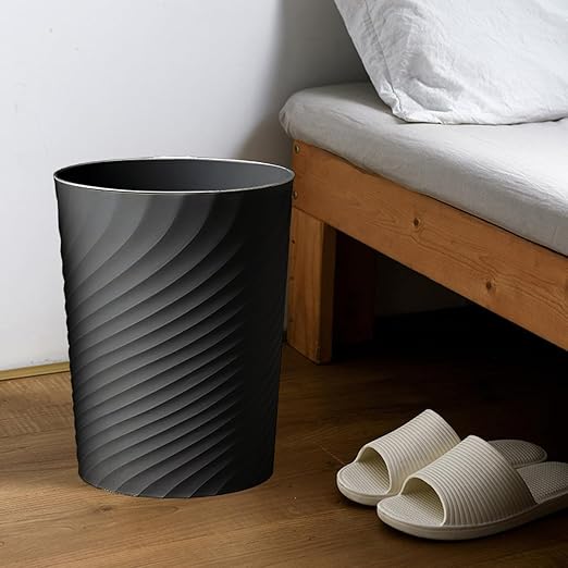 HOLTPHILI Bathroom Trash Can 1.8 Gallon Small Waste Basket Garbage Can for Bedroom Office Kitchen, 2 Pcak Black