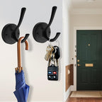TOFIIGREM Black Wall Hooks, 6 Pack Coat Towel Hook Heavy Duty Metal Double Bath Robe Hook Wall Mounted, Hat Hooks for Cubicle Bathroom Kitchen Closet Garage