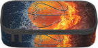 Cool Basketball Ball Pencil Case Big Capacity Storage Pencil Pouch Stationery Bags With Zipper Portable Pen Holder Box Organizer For Boys Girls Teens Student College School Office Supplies