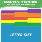 File Folder, HERKKA 30 Pack 1/3 Cut Tab File Folders, Colored File Folders Designed for Office and Classroom Use, Letter Size, Assorted 6 Colors