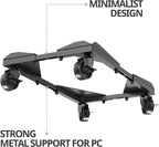 Bytesium PC Tower Stand – Metal Frame – Adjustable Width and Length – 4 Locking Wheels – Cork Pads – Computer Tower Stand for ATX – Easy Assembly – Wide Size Range – Computer Cart – CPU Holder